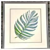 Palm Leaf Framed Wall Art - Green Palm Frond Print in Silver Frame