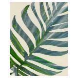 Palm Leaf Framed Wall Art - Green Palm Frond Print in Silver Frame