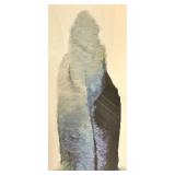 Framed Abstract Artwork - Vertical Blue/Green Watercolor in Black Mat