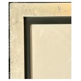 Framed Abstract Artwork - Vertical Blue/Green Watercolor in Black Mat