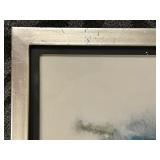 Abstract Wall Art - Framed Vertical Blue Gray Composition