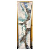 Abstract Canvas Painting - Gold Glitter Path with Teal & White - #2