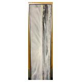 Abstract Vertical Canvas Painting - Gold Accent Stripe - Framed