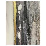 Abstract Vertical Canvas Painting - Gold Accent Stripe - Framed