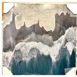 Acrylic Painting - Abstract Teal Ocean Waves