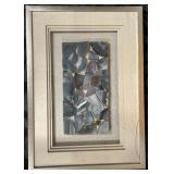 Blue Glass Mosaic Panel - Framed Artwork & Linen Mat Wall Decor