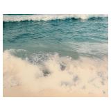 Framed Seascape Photo - Ocean Waves on Sandy Beach & Silver Frame