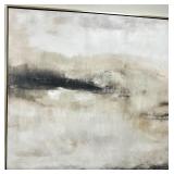 Original Abstract Painting - Neutral Tones & Dark Horizon Brushwork, Framed