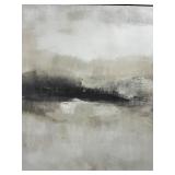 Original Abstract Painting - Neutral Tones & Dark Horizon Brushwork, Framed