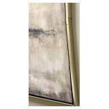 Original Abstract Painting - Neutral Tones & Dark Horizon Brushwork, Framed