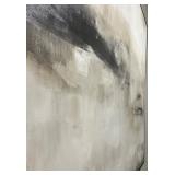 Original Abstract Painting - Neutral Tones & Dark Horizon Brushwork, Framed