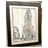 Flatiron Building Framed Cityscape Print - Grayscale NYC Architecture Art