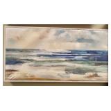 Abstract Seascape Canvas Wall Art - Silver Frame