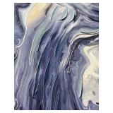 Royal Studio Abstract Wave Painting on Canvas - Blue & Purple, Framed