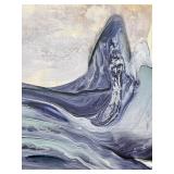 Royal Studio Abstract Wave Painting on Canvas - Blue & Purple, Framed