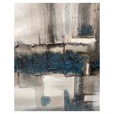 Abstract Textured Painting - Teal & Silver with Raised Texture - #1