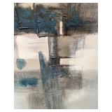 Abstract Textured Painting - Teal & Silver with Raised Texture - #1