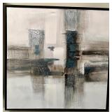 Abstract Textured Painting - Teal & Silver with Raised Texture - #2