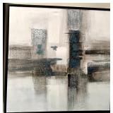 Abstract Textured Painting - Teal & Silver with Raised Texture - #2