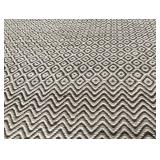 Area Rug - Beige & Gray Geometric Diamond Pattern, Woven Loop Fiber Texture 60" x 94"