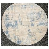 Generation Interiors Round Area Rug - Beige & Blue Abstract Pattern 7