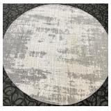 Round Gray & White Abstract Pattern Circular Area Rug - 105"