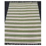 Nourison Rio Vista Dhurrie Rug - Olive Green & Ivory Stripes - 8 ft x 10 ft