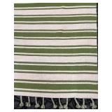 Nourison Rio Vista Dhurrie Rug - Olive Green & Ivory Stripes - 8 ft x 10 ft