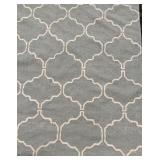 Area Rug - Blue/Grey & White Quatrefoil Trellis Pattern - 8" x 11