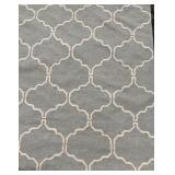 Area Rug - Blue/Grey & White Quatrefoil Trellis Pattern - 8" x 11