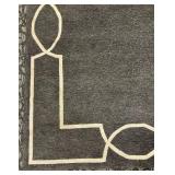 Geometric Border Rug - Dark Gray & Cream - 8