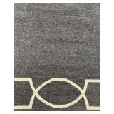 Geometric Border Rug - Dark Gray & Cream - 8
