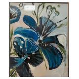 Abstract Blue Flower Painting - Framed Wall Art - #2