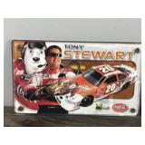 Lot of NASCAR Collectibles - 2001 Authentic Images Tony Stewart #20 Collectible Card, Authentic Race used sheet metal from Kasey Kahnes 2005 Dodge dealers UAW Dodge Charger and Kasey Kahnes #9 Leather