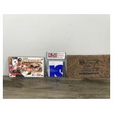 Lot of NASCAR Collectibles - 2001 Authentic Images Tony Stewart #20 Collectible Card, Authentic Race used sheet metal from Kasey Kahnes 2005 Dodge dealers UAW Dodge Charger and Kasey Kahnes #9 Leather