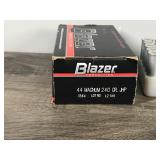 Full Box of 44 Magnum 240 Grain JHP Ammo - 50 Rounds in a Box  - Blazer Ammunition