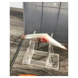 Plastic Plano Tackle Box with 5 Fishing Lures & Knife Sharpener - L&S Spin Mirror Lure - Lazy Ike 3 - Mercoy Mercury Minnow Fishing Lure - X5