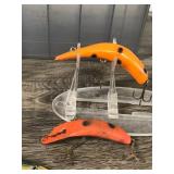 Plastic Plano Tackle Box with 5 Fishing Lures & Knife Sharpener - L&S Spin Mirror Lure - Lazy Ike 3 - Mercoy Mercury Minnow Fishing Lure - X5