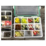 3 - Plastic Tackle Boxes full of Fishing Lures - Utility Knife - Lead Weights - Beads for Bobber Stops & Lure Making & More
