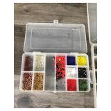 3 - Plastic Tackle Boxes full of Fishing Lures - Utility Knife - Lead Weights - Beads for Bobber Stops & Lure Making & More