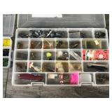 3 - Plastic Tackle Boxes full of Fishing Lures - Utility Knife - Lead Weights - Beads for Bobber Stops & Lure Making & More