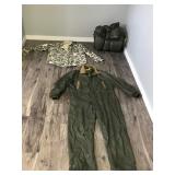 Sleeping Bag - Sears Insulated Coveralls (Size 46 Tall) - Camouflage Button Up Shirt ( Looks like it’s a Large or XL)