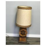 Table Lamp with a Wood Vintage Coffee Grinder Base