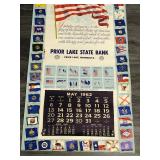 1962 Prior Lake State Bank Pledge of Allegiance Calendar - Prior Lake, Minnesota