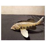 2 Signed hand carved/painted spearing fish decoys and 2 other fish decoys