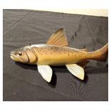Signed hand carved/painted wood Trout spearing fish decoy signed by R. Whittier