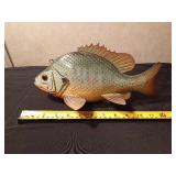 Large hand carved/painted wood Sunfish spearing decoy by R. Whittier