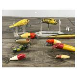 Lot of 10 Collectible Fishing Lures - Some of them are wood