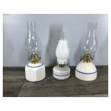 3 - Bowman’s Vintage Pottery Oil Lamps
