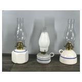 3 - Bowman’s Vintage Pottery Oil Lamps